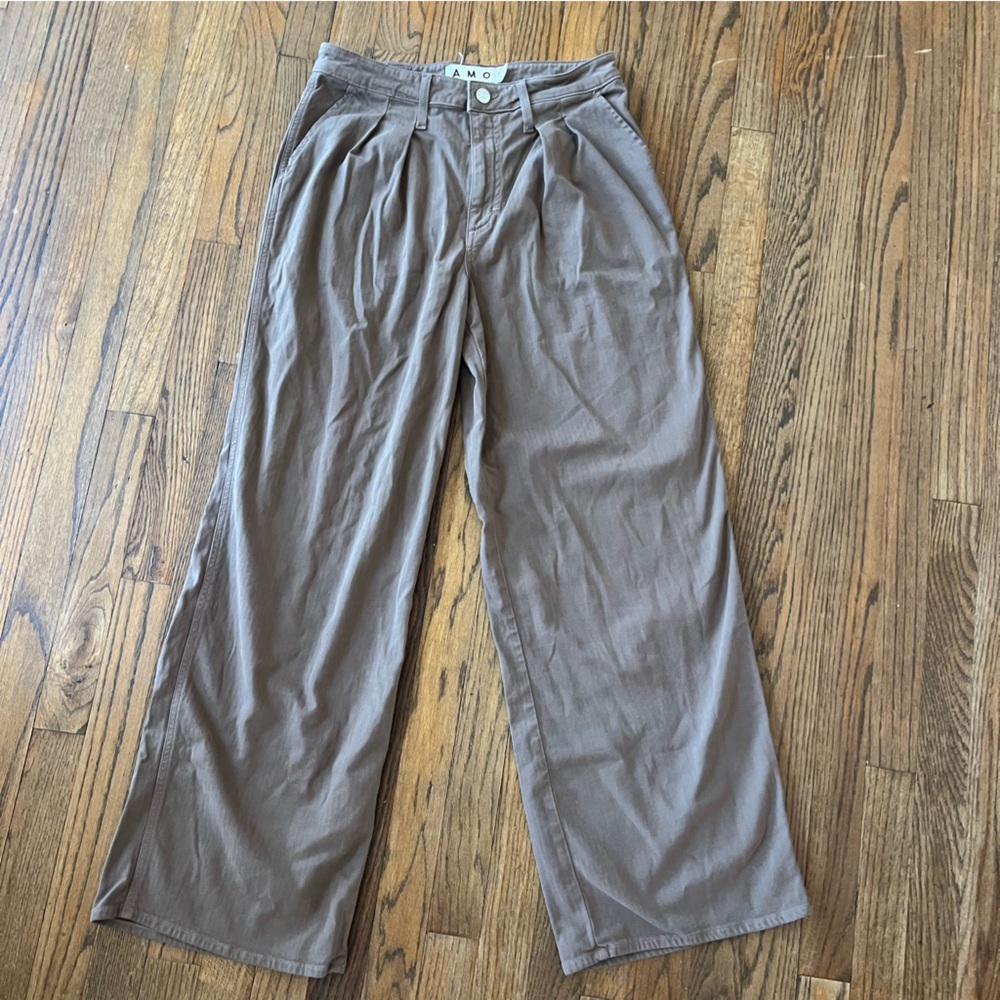 AMO sheryl trouser in coffee size 28 brown front pleats - Picture 7 of 12